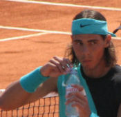 Rafael Nadal with water