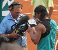 Rafael Nadal signing camera