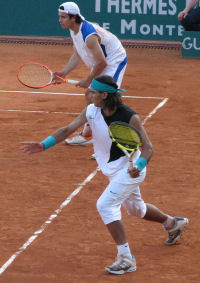 Rafael Nadal playing doubles
