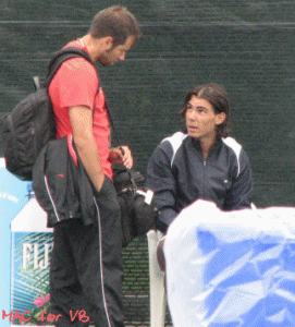 Rafael Nadal chatting with Rafael Maymo