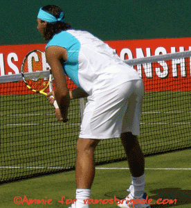 Rafael Nadal playing doubles at Queens
