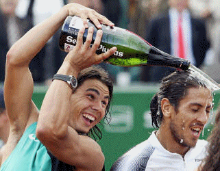 Rafael Nadal celebrates Barcelona win