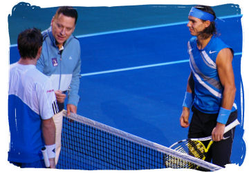 Rafael Nadal at the net