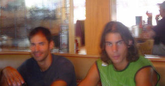 Rafael Nadal eating in Appleby's